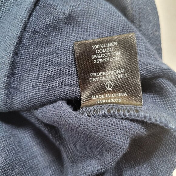 Generation Love Navy Blue Linen Blend Sleeveless Lace Overlay Top Size S - Picture 3 of 6